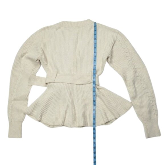 Anthropologie Maeve Belted Cable Cardigan Sweater Ivory S - Picture 7 of 12